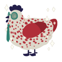 A mist and crimson chicken with a speckle pattern