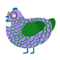 A lilac and leaf chicken with a lace pattern