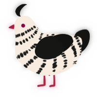A cream and black chicken with a bar pattern