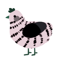 A viridian and white chicken with a bar pattern