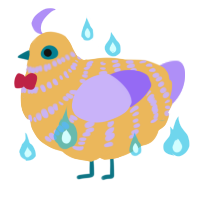 A honey and lilac chicken with a bar pattern
