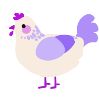A cream and lilac chicken with a neck-speckle pattern