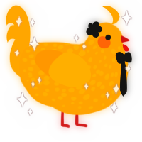 A gold and orange chicken with a speckle pattern