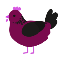 A wine and sable chicken with a neck-speckle pattern