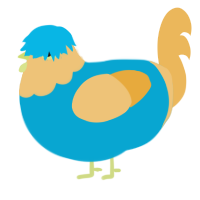 A cerulean and honey chicken with a head pattern