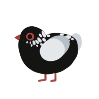 (unnamed), a black and mist chicken with a neck-speckle pattern