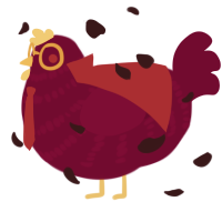 A maroon chicken with a bar pattern