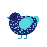 Bioluminescence, a navy and aqua chicken with a speckle pattern