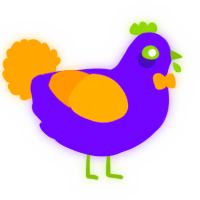 A blurple and orange chicken