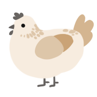 A cream and beige chicken with a neck-speckle pattern