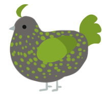 Lil Green, a grey and chartreuse chicken with a speckle pattern