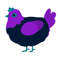 A tumblr and violet chicken with a head pattern