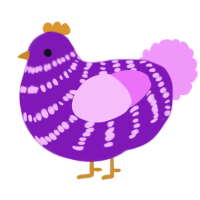 A violet and lavender chicken with a bar pattern