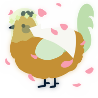 A gold and gluppy chicken