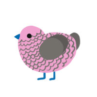 Pepto, a pink and grey chicken with a lace pattern