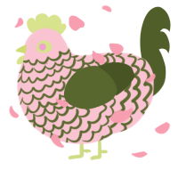 A rose and olive chicken with a lace pattern
