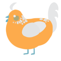 A ultramarine and sable chicken with a neck-speckle pattern