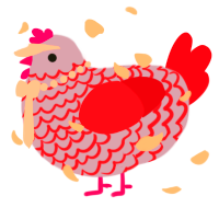 A lilac and crimson chicken with a lace pattern