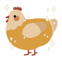 A orange and beige chicken with a head pattern