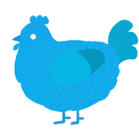 A sky and cerulean chicken with a lace pattern