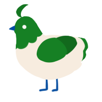A cream and leaf chicken with a head pattern