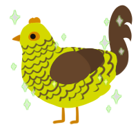 A lime and bark chicken with a lace pattern