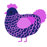 A navy and orchid chicken with a lace pattern