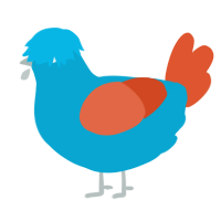 A cerulean and vermilion chicken