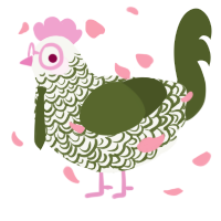 A white and olive chicken with a double-lace pattern