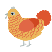 A honey and vermilion chicken with a lace pattern