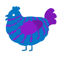 A sapphire and violet chicken with a bar pattern