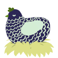 A lemon and black chicken with a lace pattern