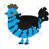 A sky and sable chicken with a bar pattern