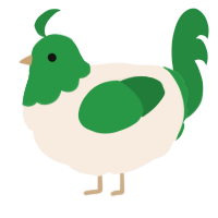 A cream and viridian chicken with a head pattern