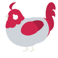 A mist and crimson chicken with a head pattern