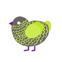 Uranium, a grey and lime chicken with a lace pattern