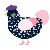 A tumblr and rose chicken with a speckle pattern