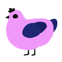A lavender and navy chicken