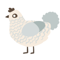 A cream and silver chicken with a lace pattern