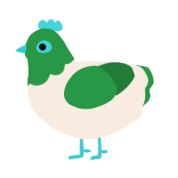 A cream and viridian chicken with a head pattern