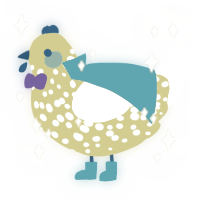 A yellow and white chicken with a speckle pattern
