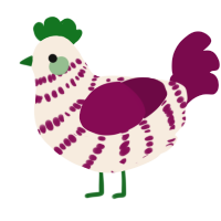 A cream and wine chicken with a bar pattern