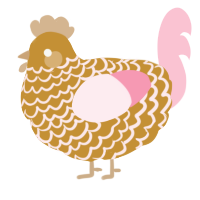A gold and rose chicken with a lace pattern