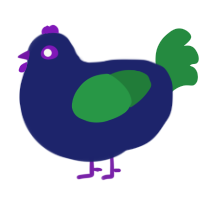 A navy and viridian chicken