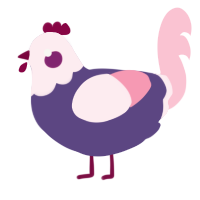 A overcast and rose chicken with a head pattern