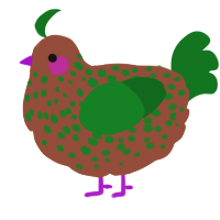 A russet and leaf chicken with a speckle pattern