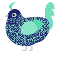 A navy and mint chicken with a double-lace pattern