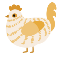 A cream and honey chicken with a bar pattern