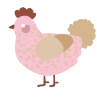 A rose and beige chicken with a speckle pattern