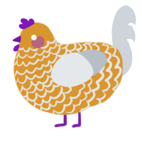 A orange and mist chicken with a lace pattern